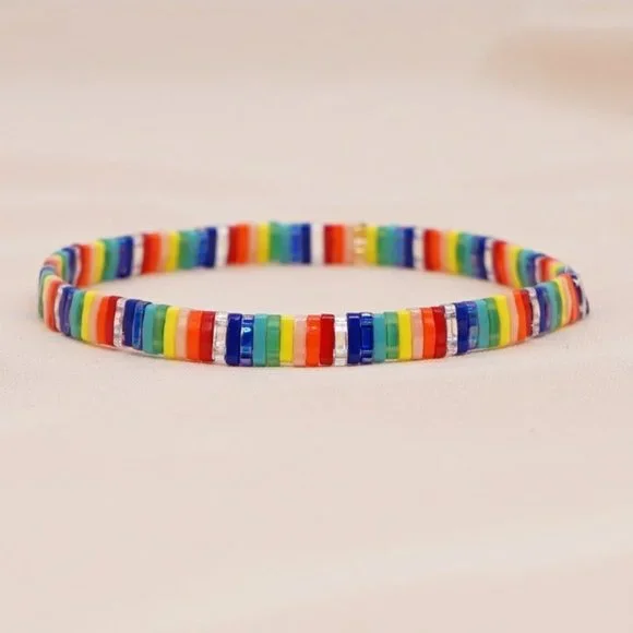 Miyuki Tila Bead Rainbow bracelet - Picture 3 of 5